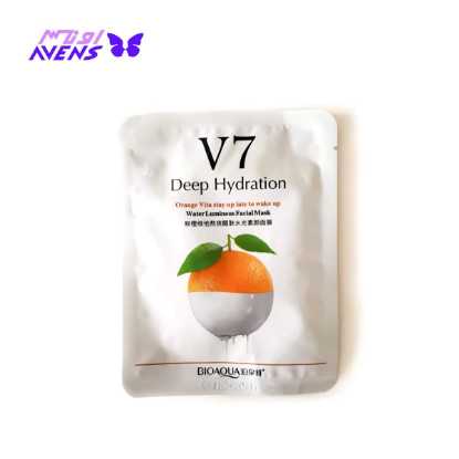 ماسک ورقه ای 7 ویتامین پرتقال بیو آکوا V7 | خرید لوازم آرایشی اصل | پخش آرایشی معتبر اونس